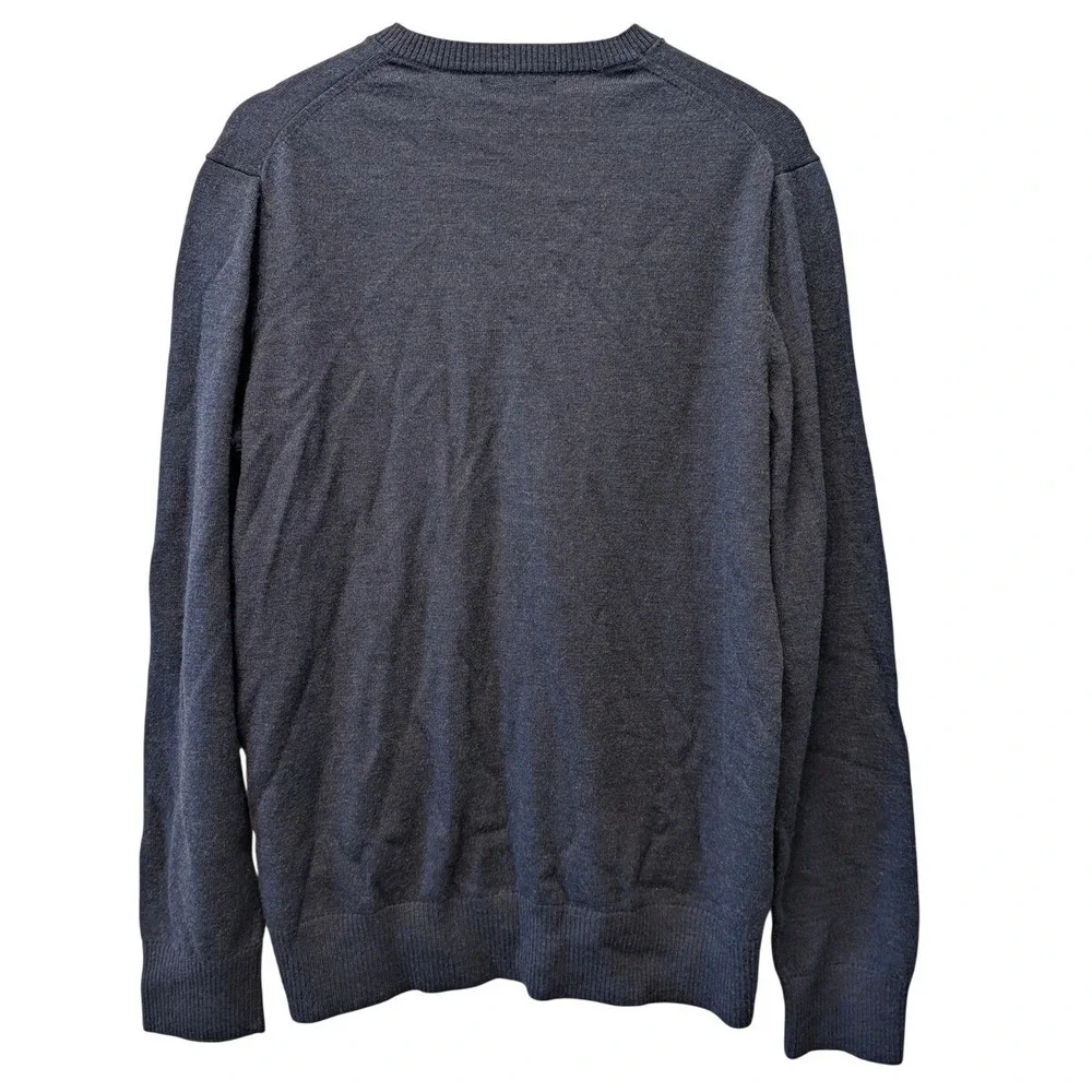 Banana Republic Mens XL‎ Blue Extra Fine Merino Wool V-Neck Sweater Heathered
